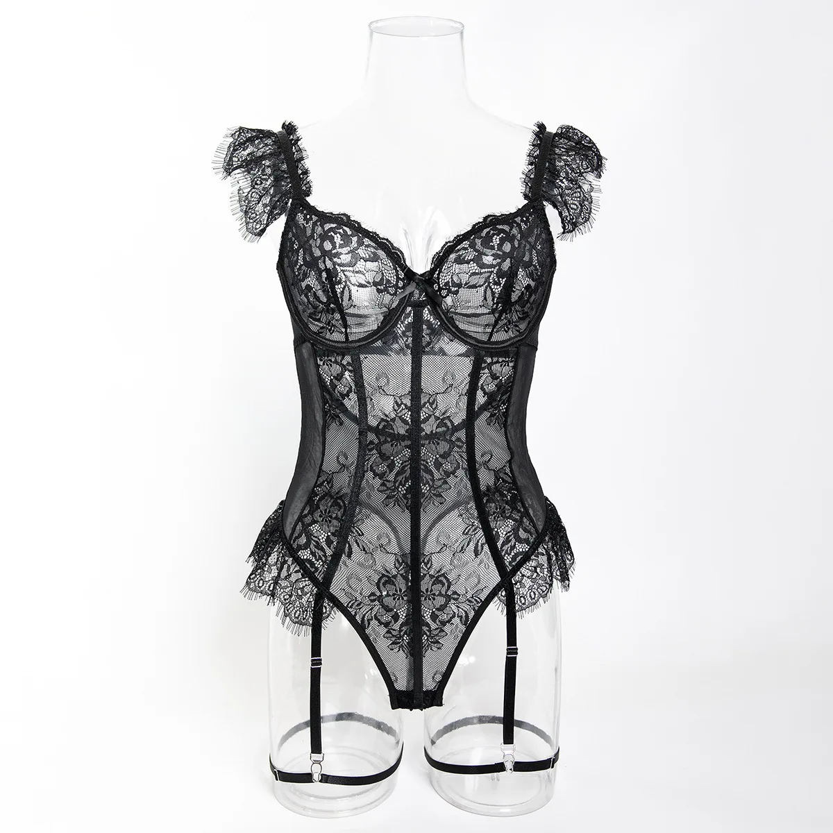 

Sexy Lace Sleeveless Bodysuits Women Romantic Slim Lingerie Jumpsuit Skinny Camisole Shapewear Female One Piece Halter Underwear
