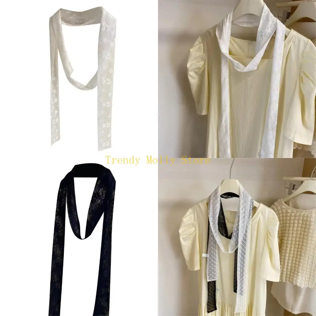 

N5KB Elegant Lace Hair Scarf for Casual Wear Party Choker Neck Scarf Collarbones Neckwear Girl Favor Hair Wrap Waist Belt