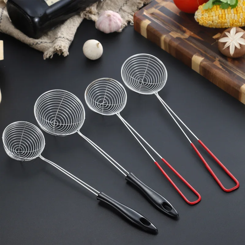 Stainless Steel Colander for Pasta Long Handle Hot Pot Noodle Drain Strainer French Fries Small  Skimmer Scoop Kitchen Gadgets