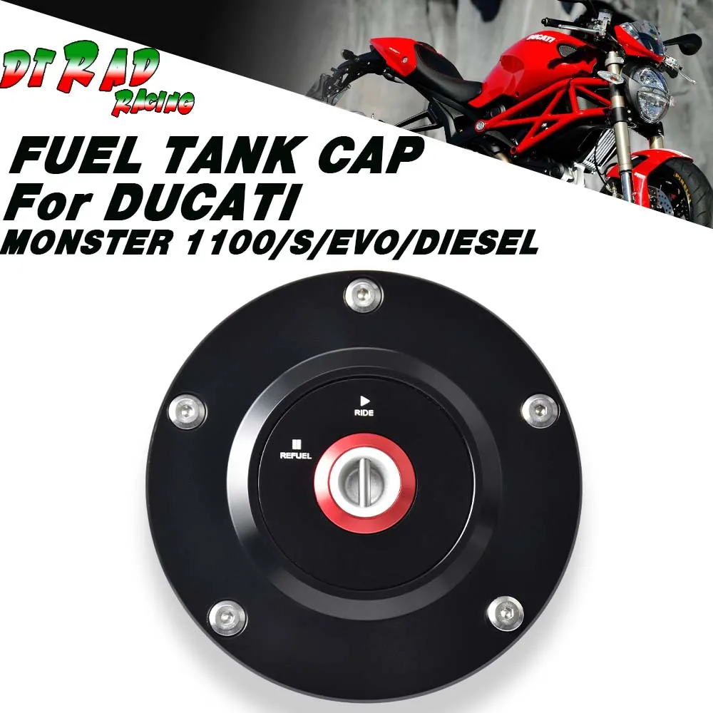 High Quality Billet Aluminum Petrol Tank Cap For DUCATI MONSTER 1100/S/EVO/DIESEL Key Locking Fuel Plug Gasoline Tank Cover