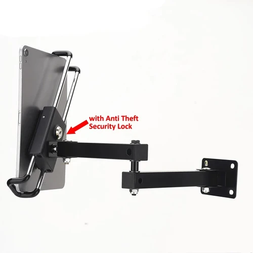 Soporte de montaje en pared para tableta, soporte de pared estirable con bloqueo de seguridad antirrobo, soporte de Metal ajustable para iPad de 7 a 13 pulgadas