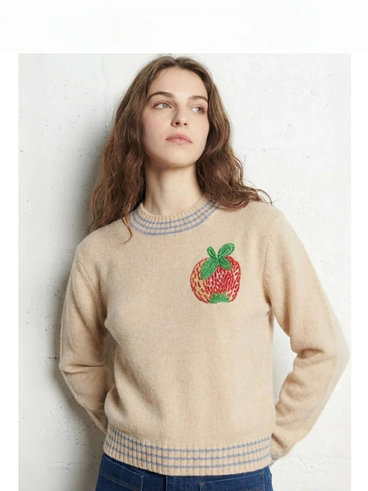 

Французский вязаный свитер с длинными рукавами и круглым вырезом, с узором, женский, зимний, повседневный, из мягкой шерстяной смеси, теплый топ