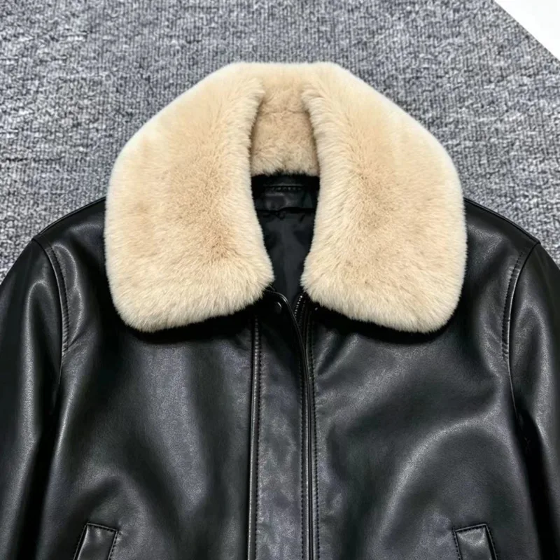 

Winter 100% Real Rex Rabbit Fur Scarf for women Genuine Fur Suitable For Winter Leather Jackets Warm Neck Scarf Men's Fur Collar