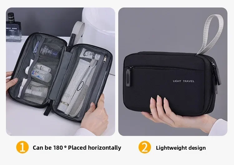 Tragbare Kulturtasche, multifunktionale Aufbewahrungstasche mit großem Fassungsvermögen, leichte Make-up-Tasche, Kosmetik-Organizer, Reiseutensilien – Detail 17