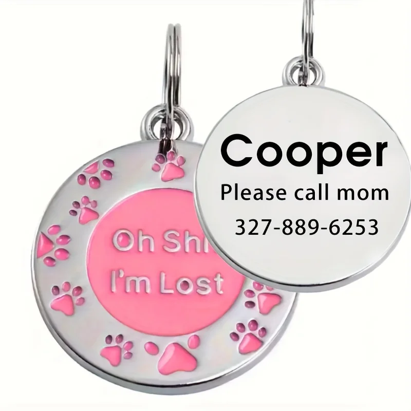 Personalized Glitter Paw Print Dog Tag Custom Pet Name Phone Number Engraved Dog ID Anti-Lost Dog Collar Pendant Pet Accessories