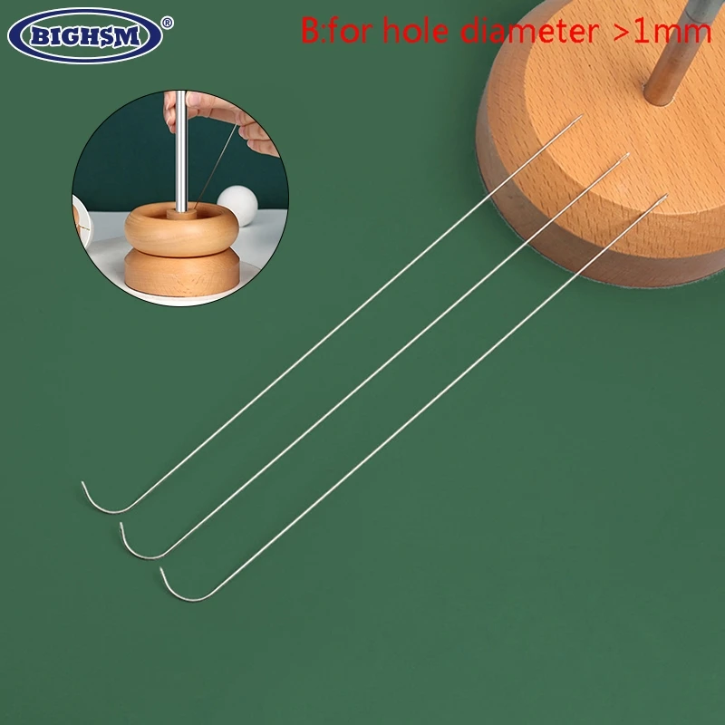 빅 아이 곡선 비즈 바늘, 스테인레스 스틸 재봉 바늘, DIY 비즈 스피너 바늘, 공예 제작 바느질 도구 비더, 3 개  Best5