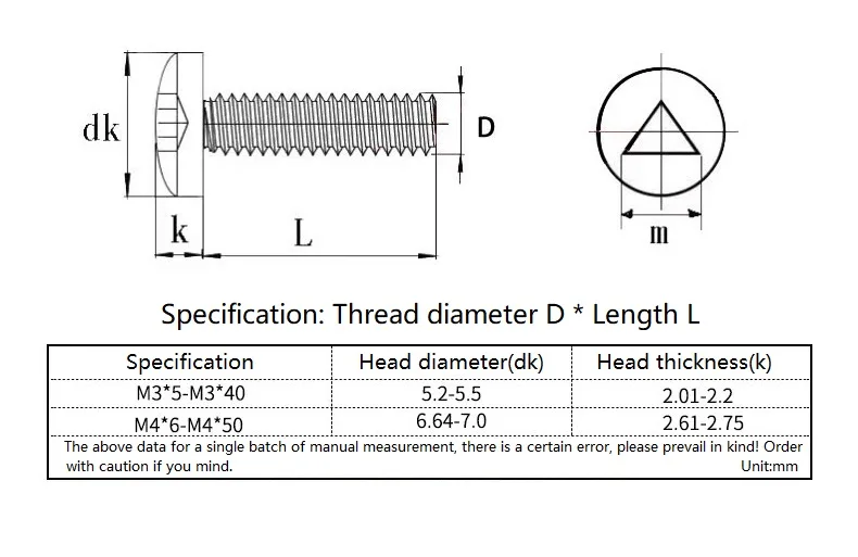 50pcs M3 A2-70 304 Stainless Steel Triangle Slotted Round Pan Head Security Anti Theft Bolt Screw