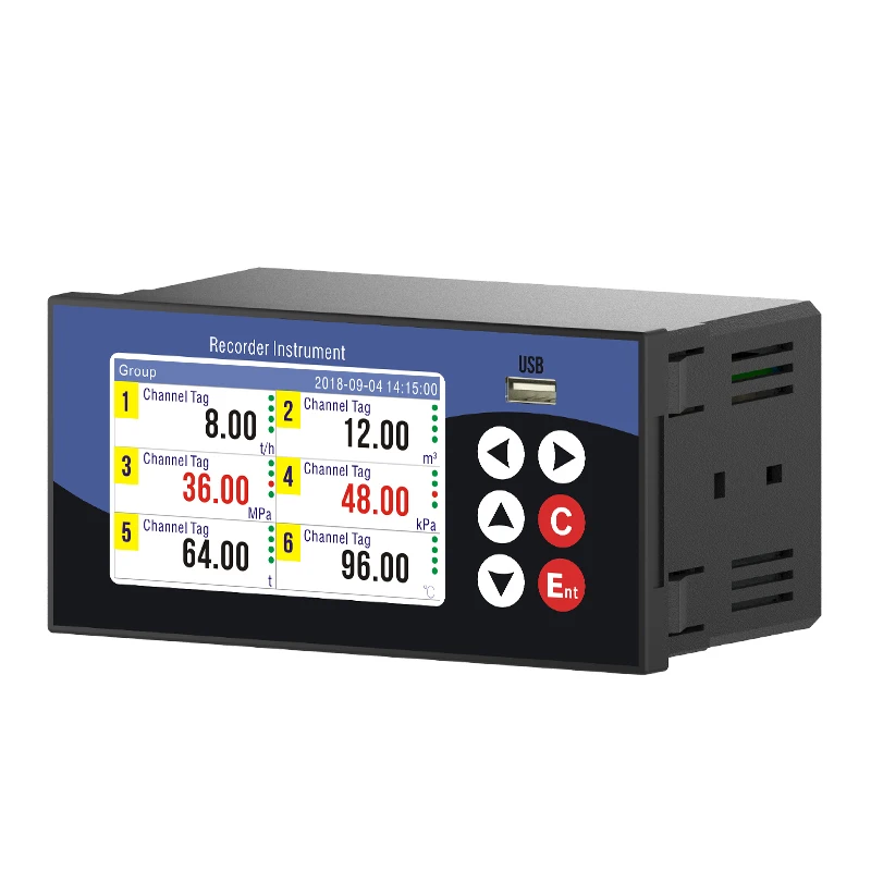 Multi Channel Data Logger Temperature Pressure Humidity Voltage Trend Chart Data Report RS485 PT100 4-20mA Analog Signal