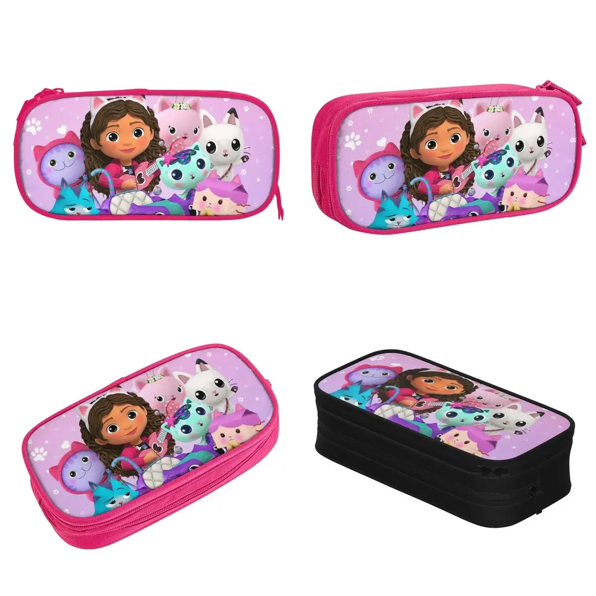 Bonito Gabby Dollhouse Lápis Caso, Animais Desenhos Animados Lápis, Caneta para Estudante, Grande Capacidade Sacos, Material Escolar, Papelaria Presente