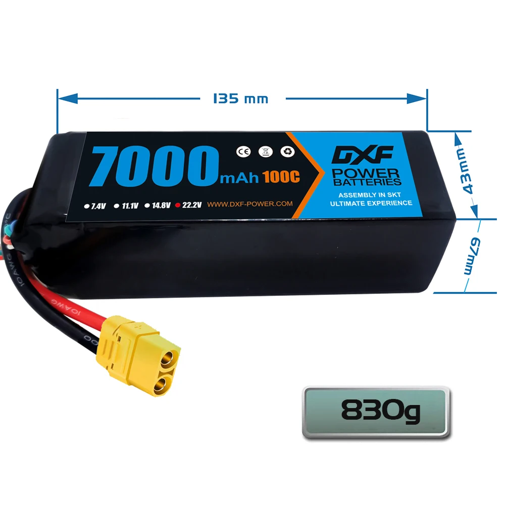 DXF Lipo Battery 6S 22.2V  3500mAh 4200mAh 5200mAh 7000mAh 10000mAh 80C 100C For RC Helicopter Drone UAV FPV Boat Tank Truck CAR