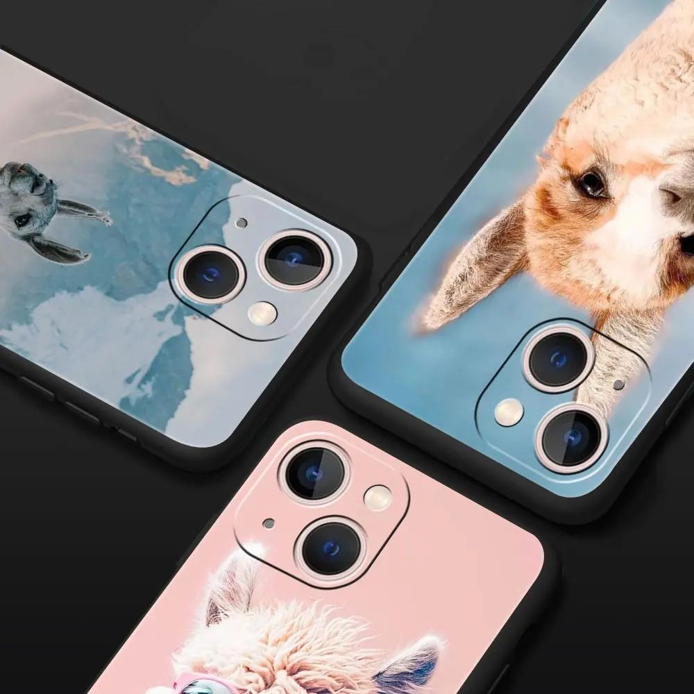 Kawaii Alpaca lovely Luxury Phone Case For iPhone 13 15 14 12 Mini 11 Pro MAX XR X SE XS 7 8 Plus Silicone Protection Cover