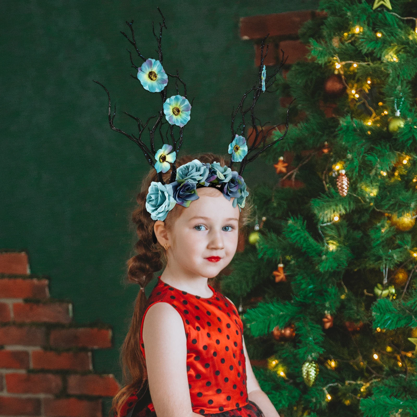 

Antler Headb Decorative Hair Fabric Party Memory Headdress Costume Accessory Perfect Festival Christmas Photos Families