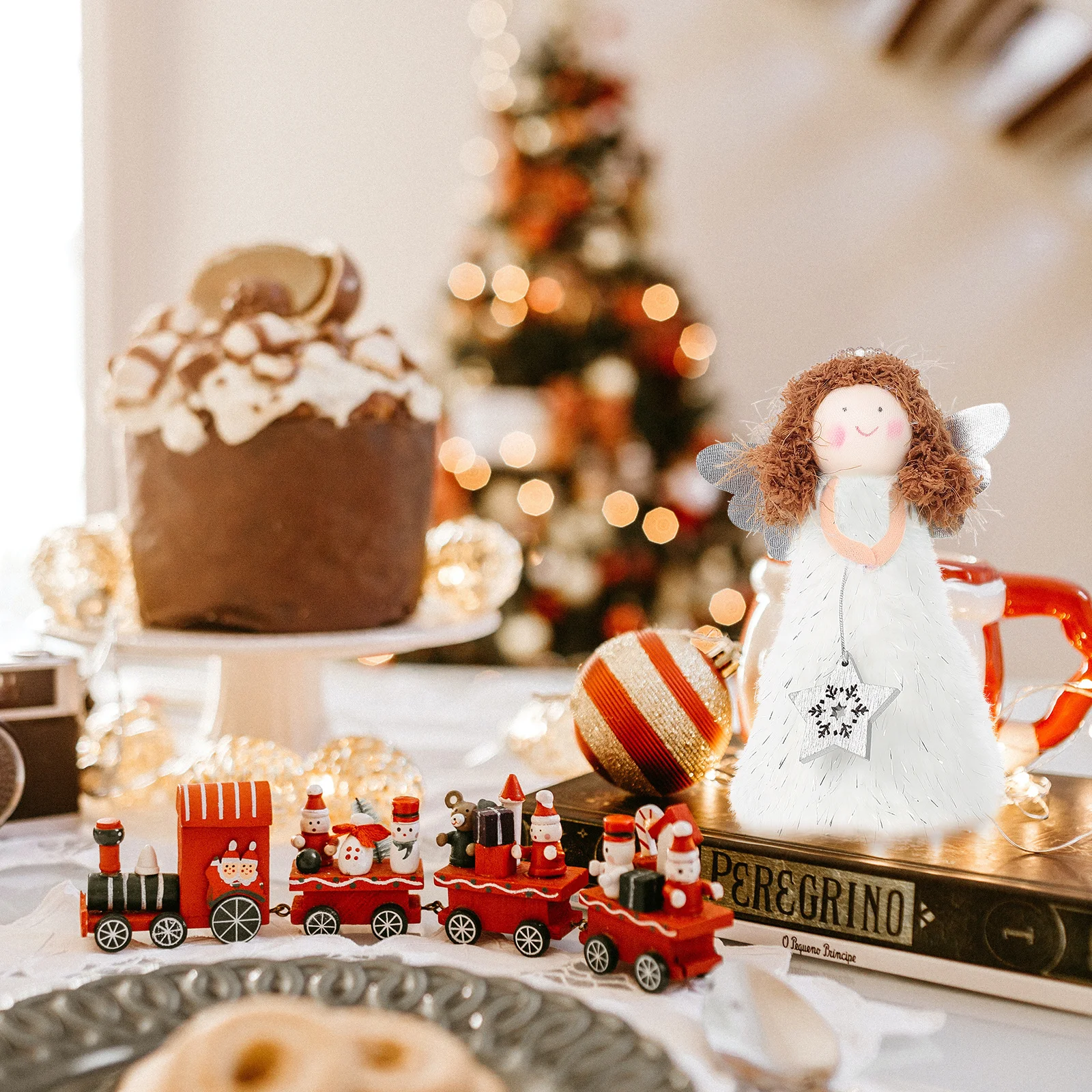 1 pieza de copa de árbol de Navidad de Ángel, adorno de adorno de árbol de 8,66 pulgadas para decoración de Navidad, suministros para fiestas, decoración de festivales, Interior del hogar