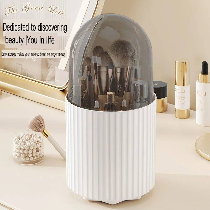 Desktop Makeup Storage Box Makeup Storage Dustproof Rotating Dresser Lipstick Eyebrow Pencil Eyeshadow Storage Bucket