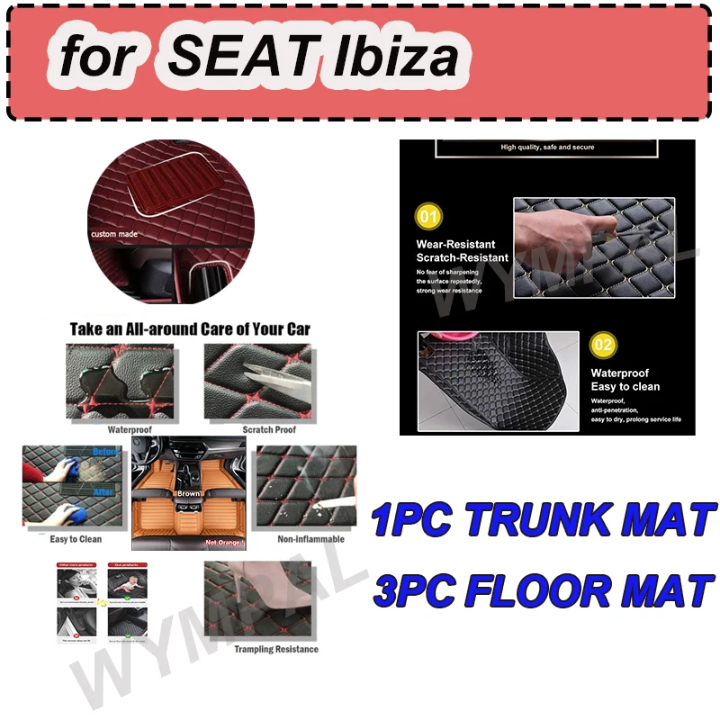 

Роскошные автомобильные коврики для SEAT Ibiza 2019 2020 2021, авто, роскошные кожаные коврики