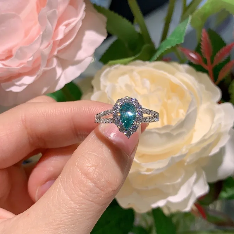 SACE GEMS-D اللون مويسانيتي الدائري للنساء ، مجوهرات الزفاف مع GRA 925 الاسترليني الشظية مطلي ، 18k الذهب الأبيض ، الزفاف الفرقة ، 1ct