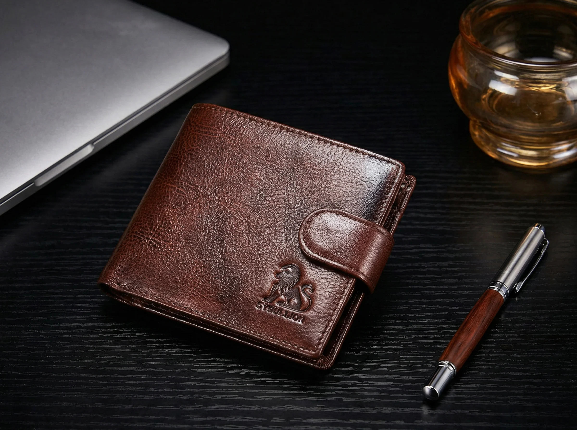 

Мужской винтажный кошелек STEEL LION из натуральной кожи с защитой от RFID-краж, большой вместимости, с множеством отделений для карт, из воловьей кожи, на кнопке