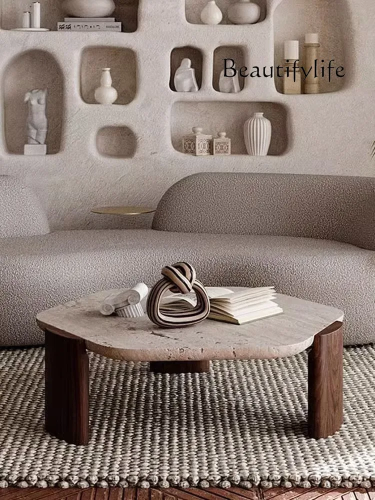 

Qiji Wind Tunnel Stone Endtable Living Room Small Apartment Simple Marble Shaped Tea Table Low Table