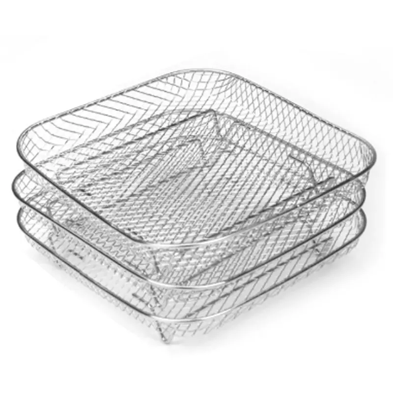 ABVI-Air Fryer Racks, Square Three Layers Stacking Stainless Steel Rack, Hot Air Fryer Accessories, Air Fryer Accessories