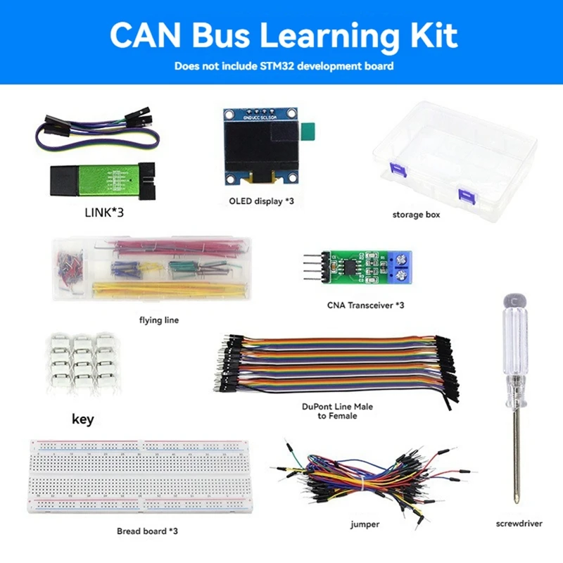 CAN Bus Learning Kit 3XSTLINK+3Xbreadboard+3XOLED Display For STM32 Development Board