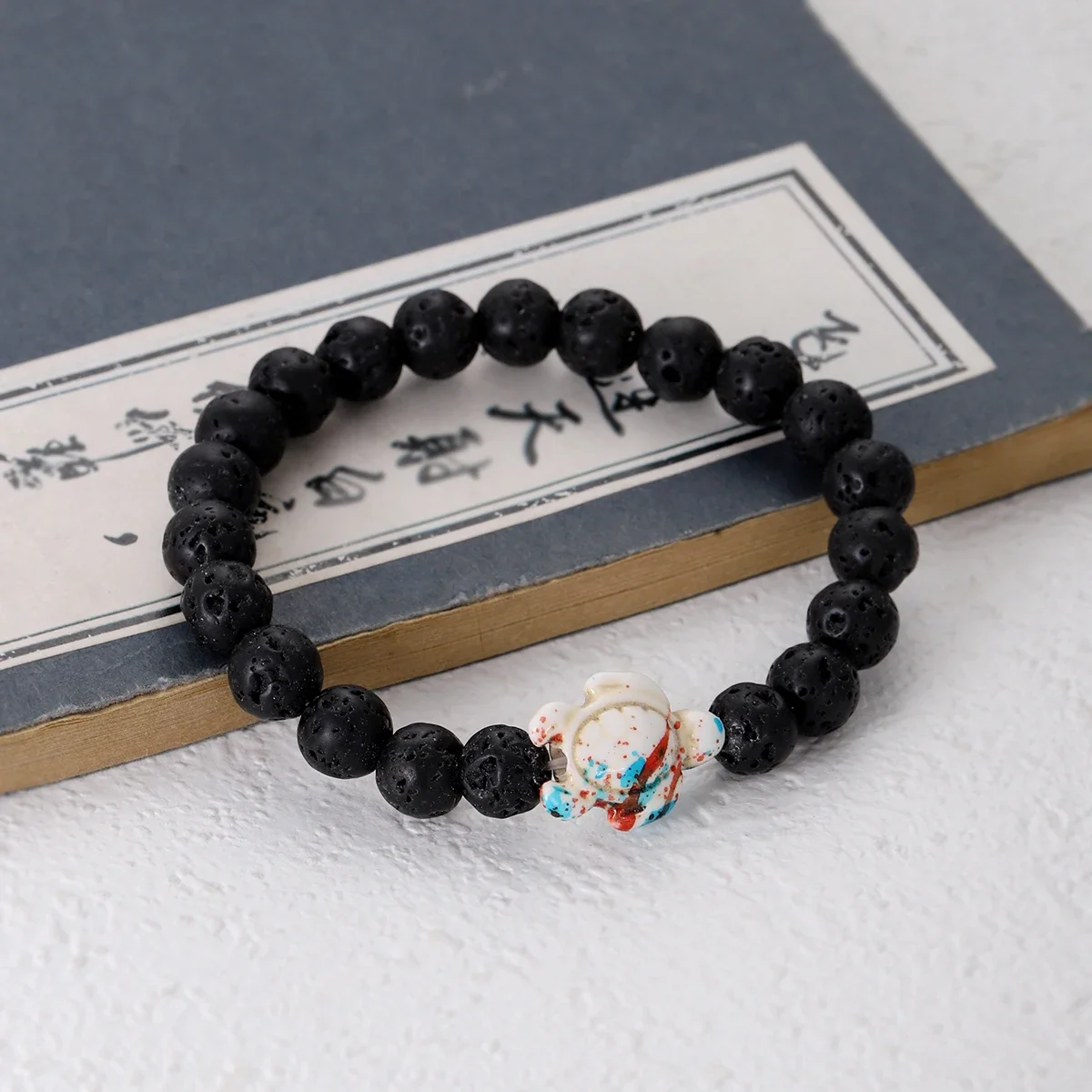 Fashion Sea Turtle Lava Stone Bracelet Homme Classic Multicolor Resin Beads Charm Bracelet Bangles Women Beach Holiday Jewelry