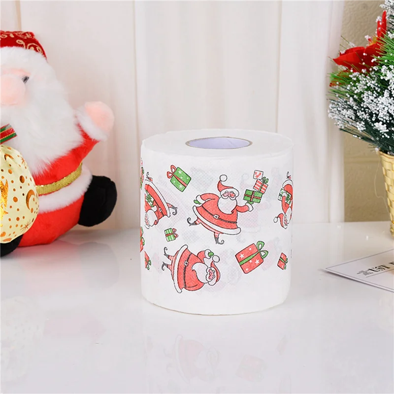 5 stili di carta di Babbo Natale rotolo di carta velina asciugamani di carta decorazioni natalizie carta igienica per ufficio di Babbo Natale 15 rotoli