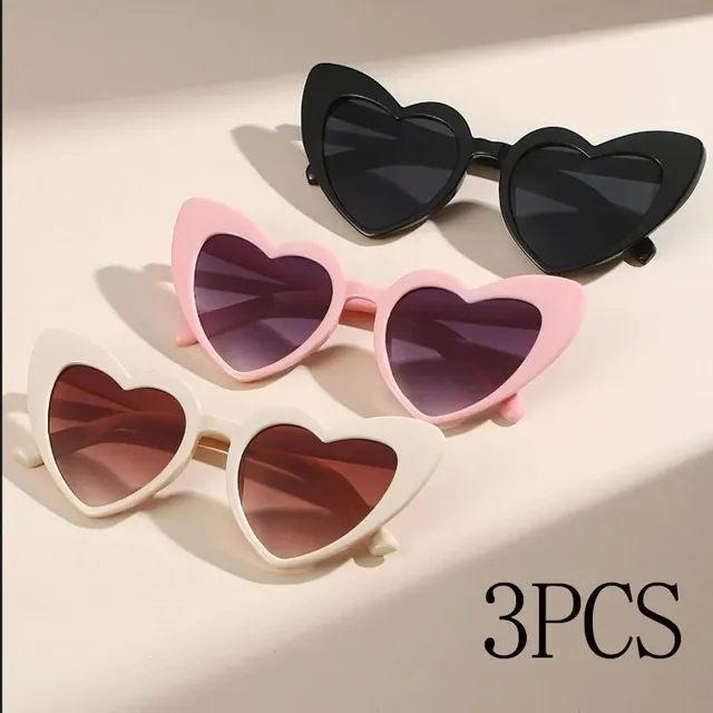 3 sztuki oprawki w kształcie serca okulary przeciwsłoneczne damskie markowe designerskie modne urocze jednokolorowa klasyczna tanie okulary przeciwsłoneczne prezent na przyjęcie