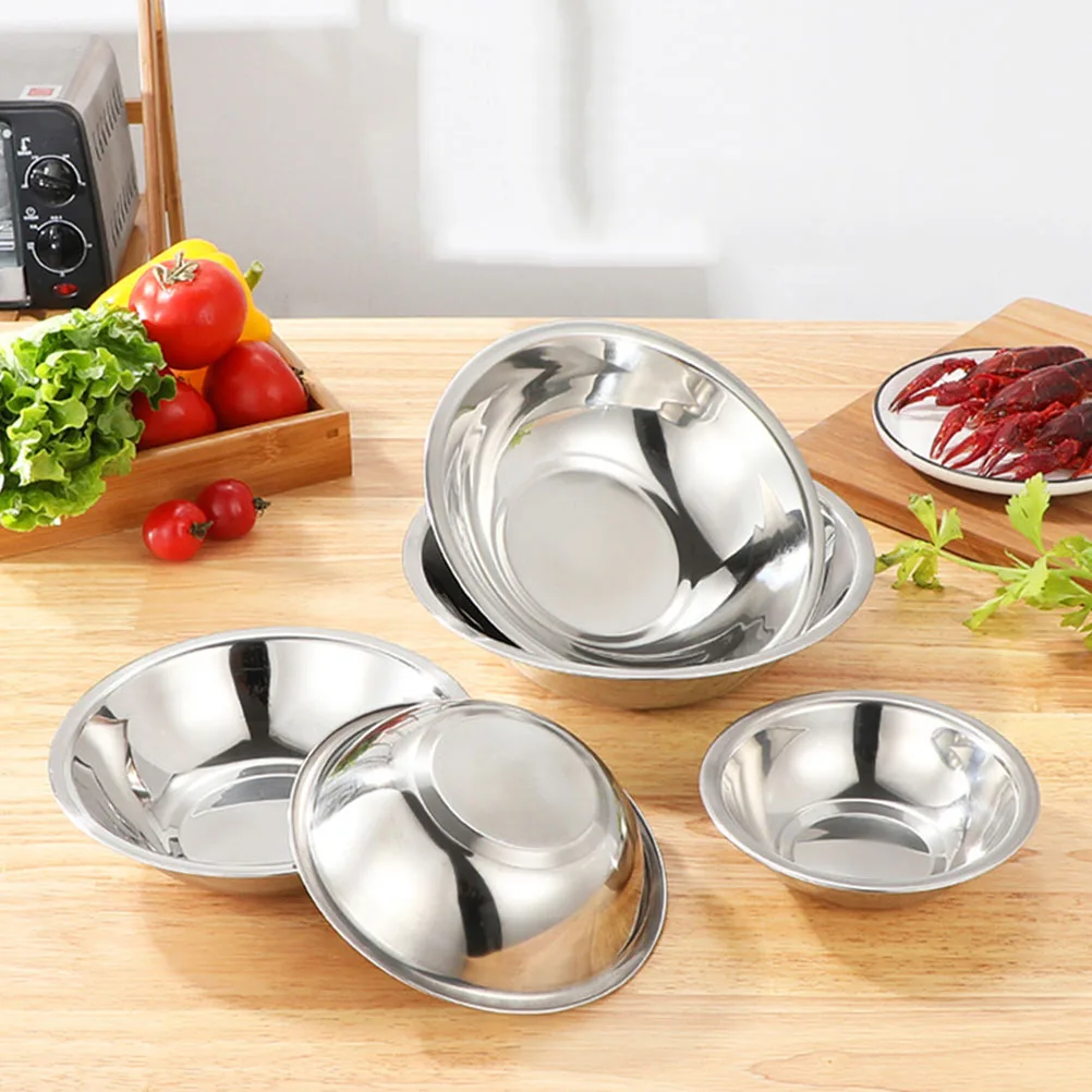 

2pcs Stainless Steel Soup Bowl Thickened Storage Organizer Kitchen Gadget Mixing Bowl For Salad Noodles Rice Seasoning