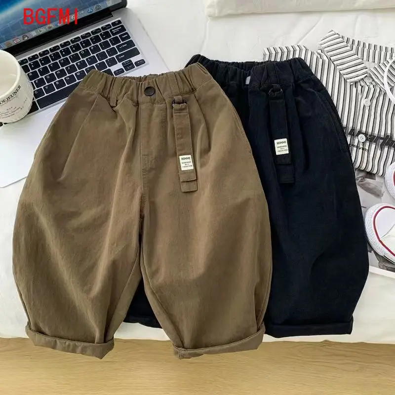 Boys' Pure Cotton Pants, Spring and Autumn New Styles 2026 Loose and Fashionable Lantern Pants, Children's Trousers 3-10Y