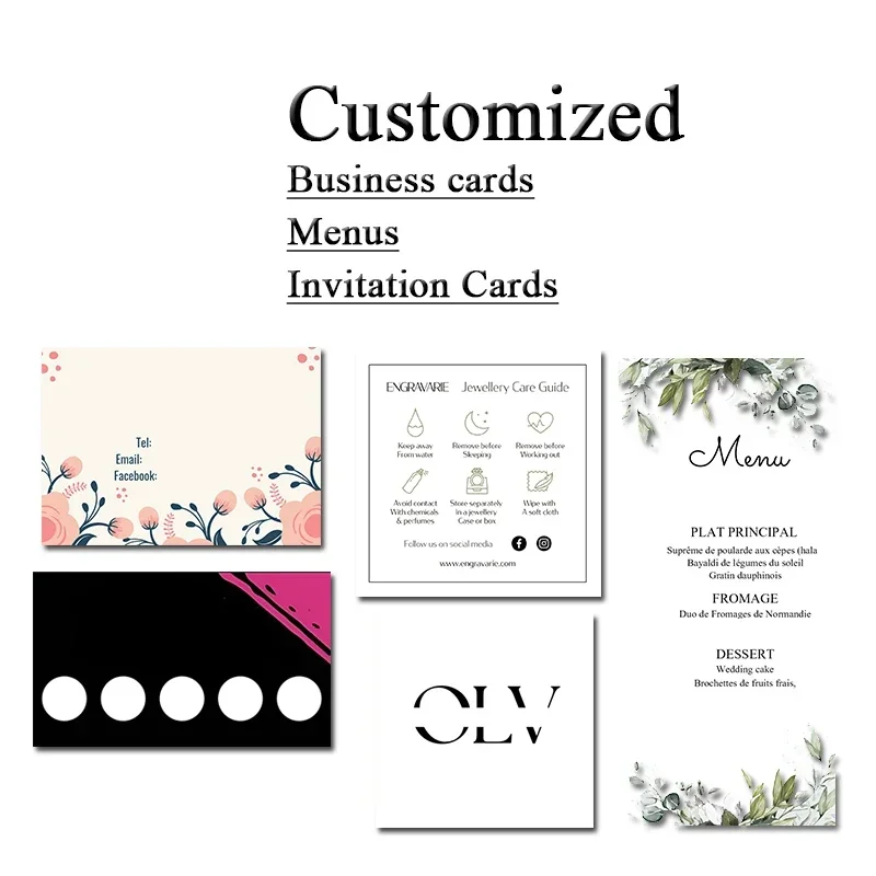 100 PCS Customized Card Template Single-sided printing Custom Card Business Gift Decoration Labels Invitation Card