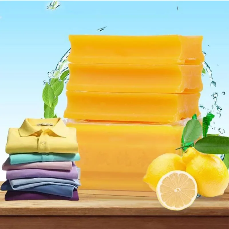 Limpeza sabão doméstico limão fragrância sabão de lavanderia roupas suaves barra de lavagem sabão removedor de manchas natural planta essência sabonetes