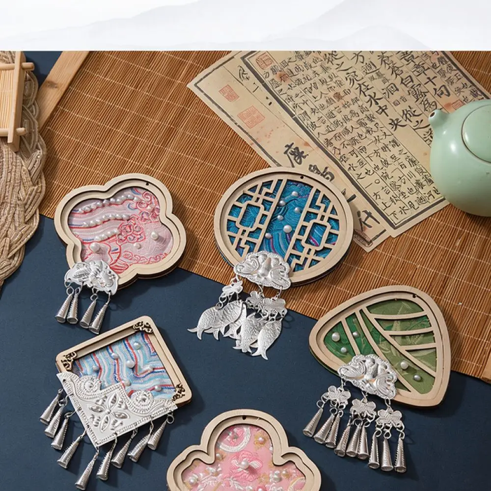 Song Brocade Pearl Refrigerator Magnet DIY Craft Kit Miao Silver Traditional Decorative Pendant Gift For Mother Day