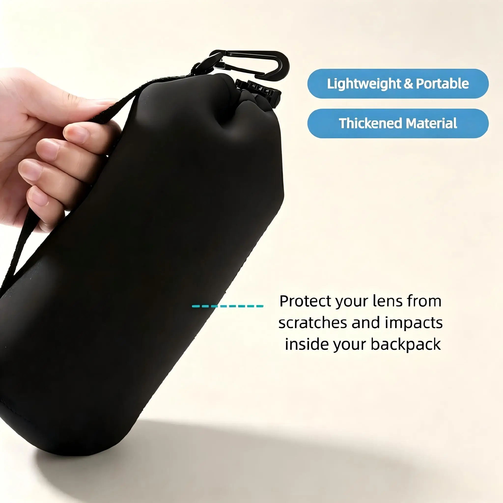 Shockproof Neoprene Lens Pouch Waterproof Drawstring Camera Lens Bag Portable Storage Case for Canon Sony Nikon Fujifilm Leica