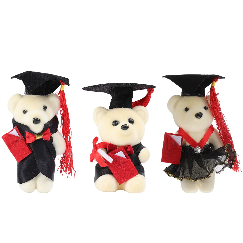 

3 Pcs Graduation Season Dr Bear Party Props Ice Cream Lovely Cake Decorations Non-woven Fabric Foam Adorable Adornment Bears