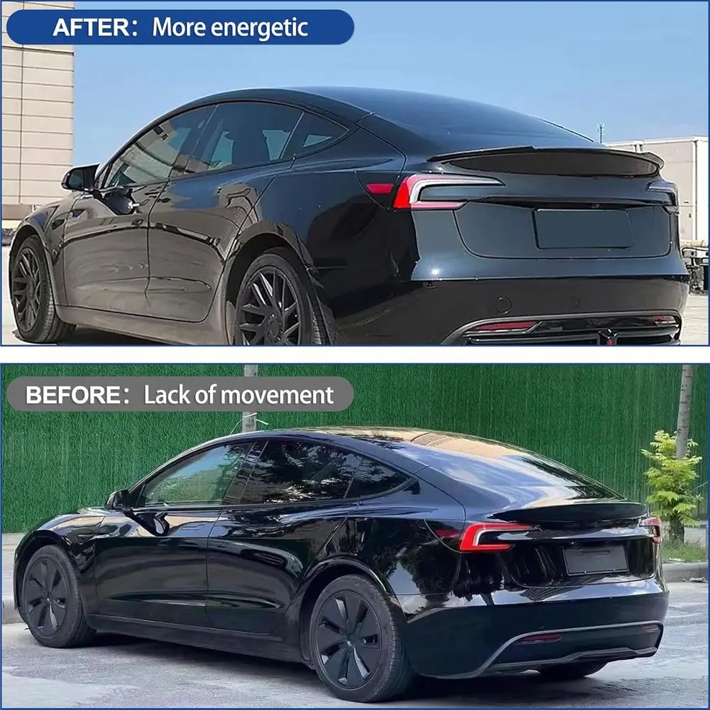 Spoiler for Tesla Model 3 Only for 2024+ Wing Rear Spoiler Trunk Tail Rear Trunk Lid,M4 Style Carbon Fiber Style Performance,Mod