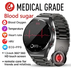 2024 nuova misurazione accurata della glicemia Smart Watch Men ECG + PPG frequenza cardiaca ossigeno nel sangue salute Smartwatch orologi sportivi da uomo