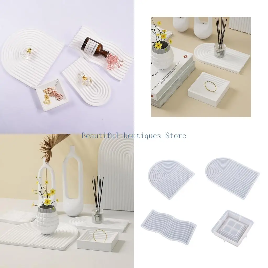 

U4LF Silicone Tray Mold Wave Coaster Mold U Shaped Arch Epoxy Casting Mold for Resin Art Home Decor Silicone Jewelry Box Mold