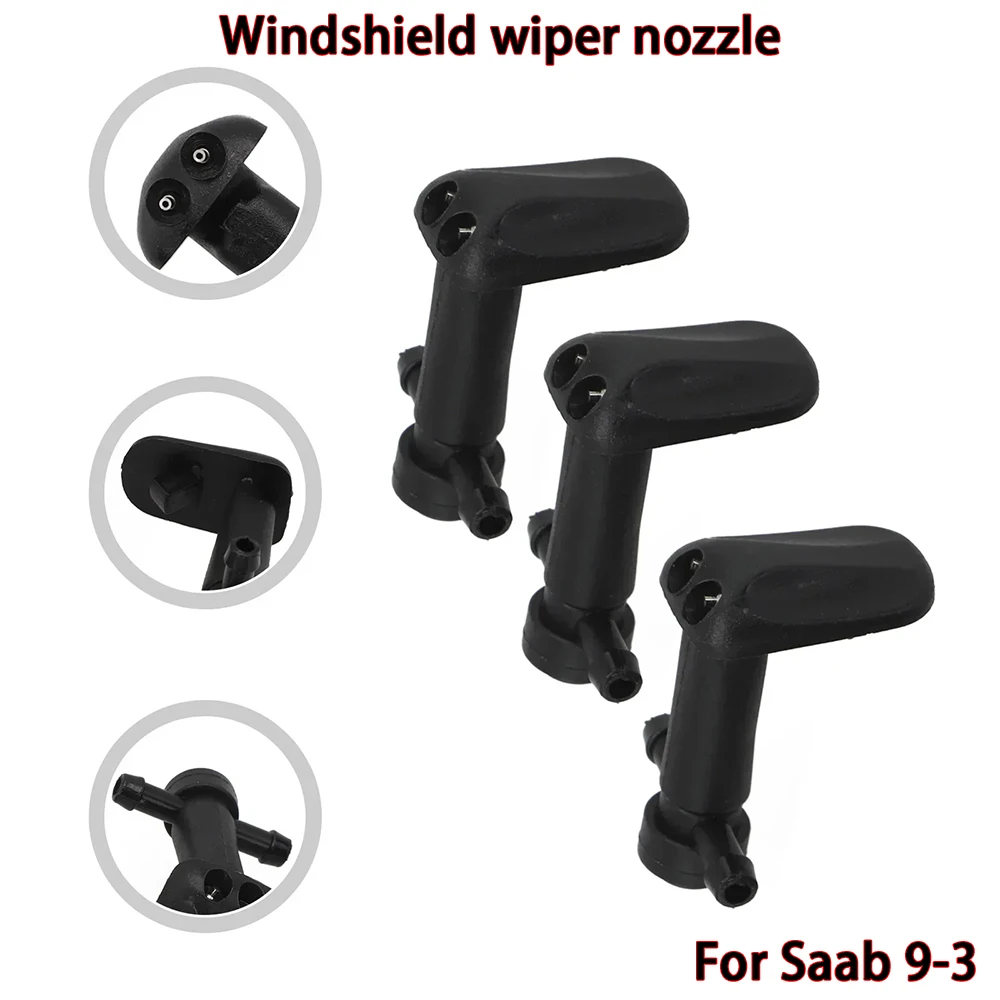 3 Pieces Windshield Washer Nozzles Kit for Saab 9-3 Windscreen Wipers Direct Replacement Plastic 12778850 12778849