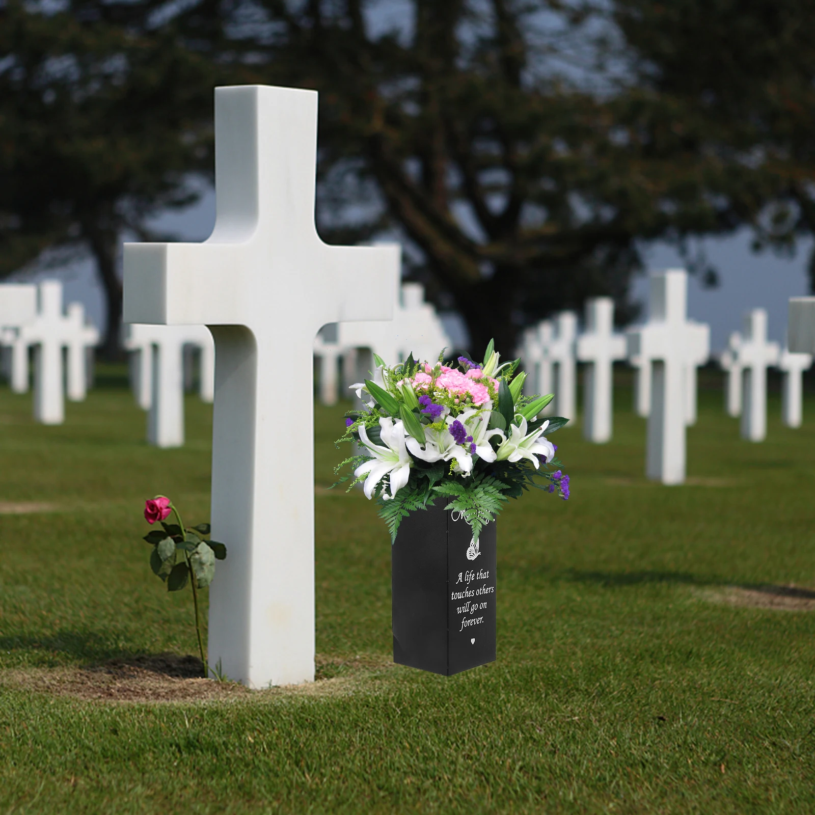 

Metal Flower Stand Cemetery Vases Spike Arrangement Container Memorial Grave Flower Holder Soil Inserted Vases Funeral