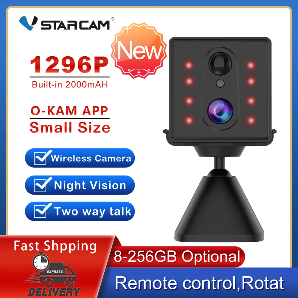 Vstarcam Mini Size Wifi Camera Add 2000mAh Battery 3MP DV IP Camera Low Power Consumption Al Humanoid Detection Security Camera