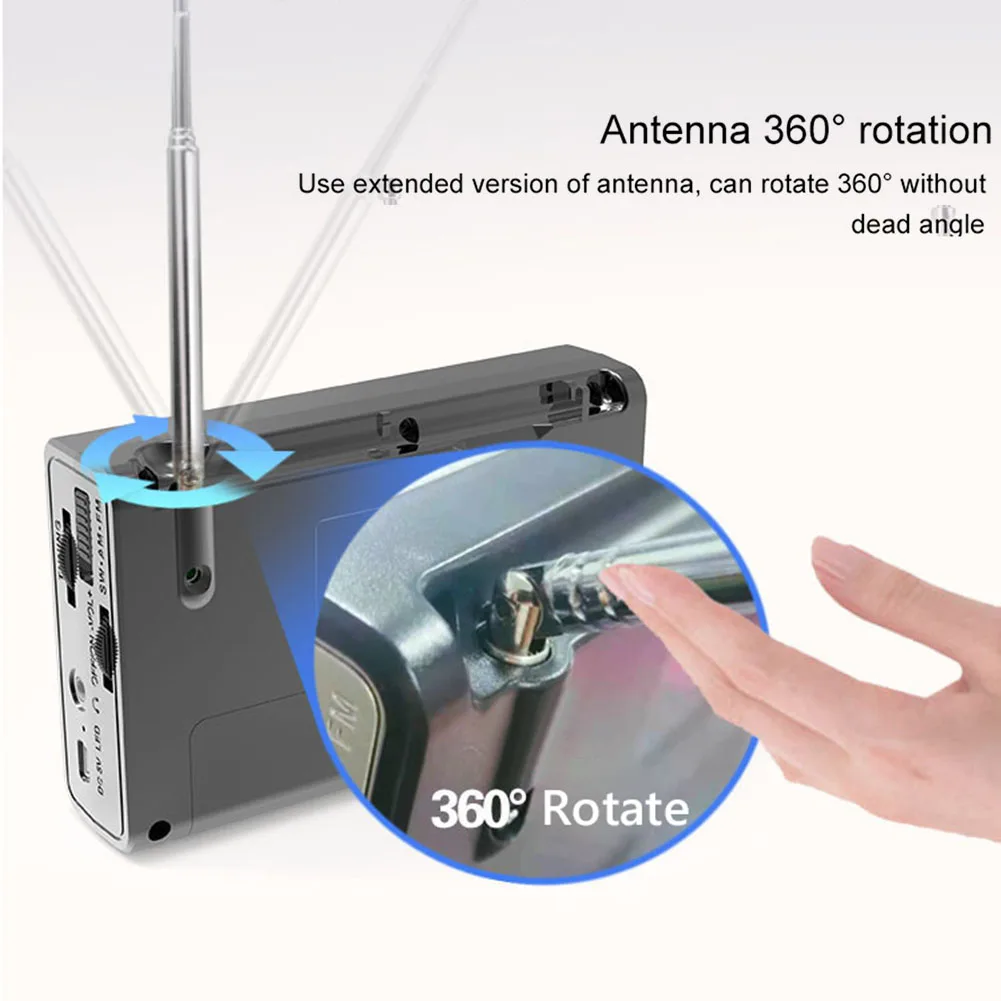 

USB Rechargeable Portable Full Band Radio Multi-function FM AM SW Retro Speaker Devices with Retractable Antenna