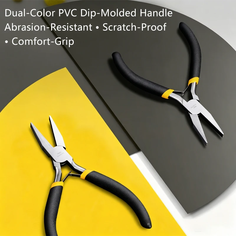 5 In Mini Flat Nose Pliers High Carbon Steel Jaw Dipped Plastic Handle Electrician Repair Construction Site Office Use Hand Tool