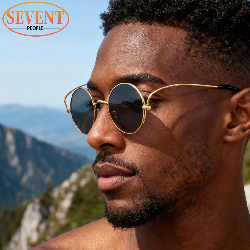 

Classic Small Round Y2K Punk Sunglasses Men 2025 Luxury Brand Vintage Metal Frame Steampunk Sunglass For Male Retro Shades UV400