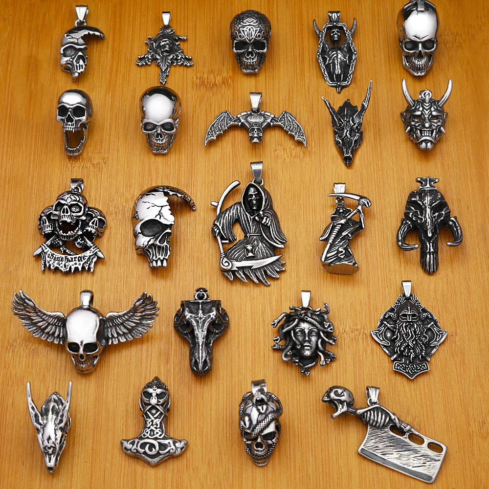 

Fashion Vintage Gothic Skull Necklace Stainless Steel Punk Reaper Pendant For Men Women Unique Amulet Jewelry Gift Dropshipping