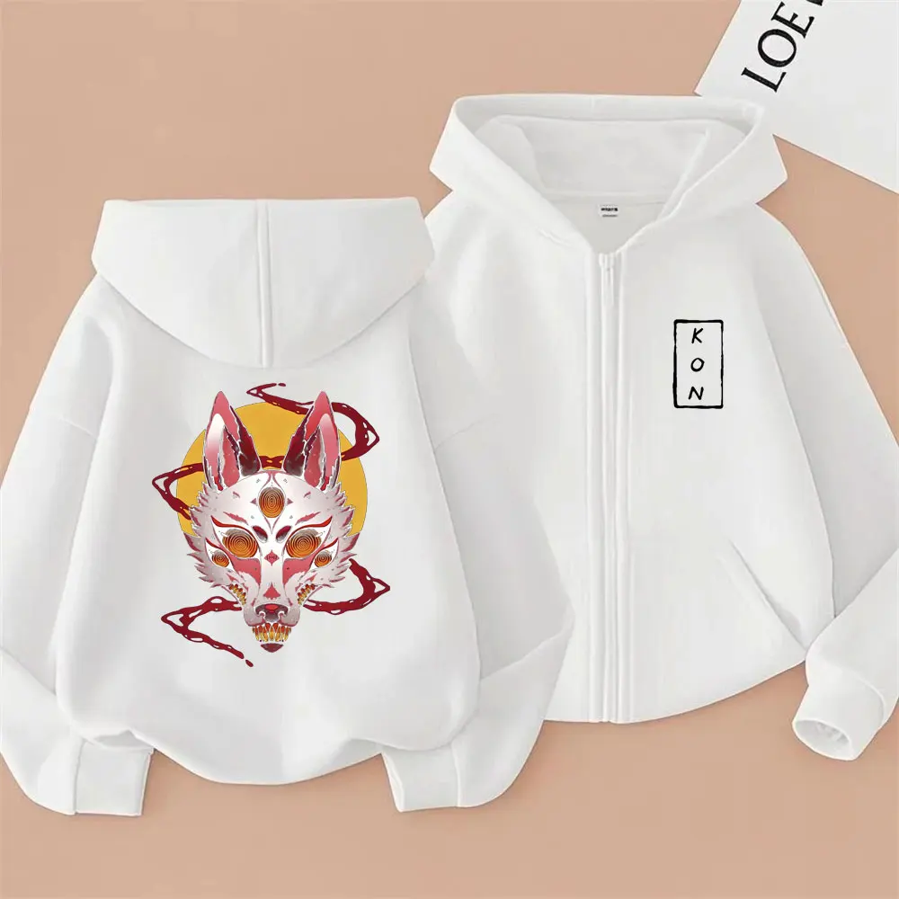 أنيمي بالمنشار رجل هاياكاوا آكي الثعلب الشيطان كون قلنسوة بسحاب الرجال النساء مانغا موضة الاتجاه زمم هوديس الذكور عادية البلوز