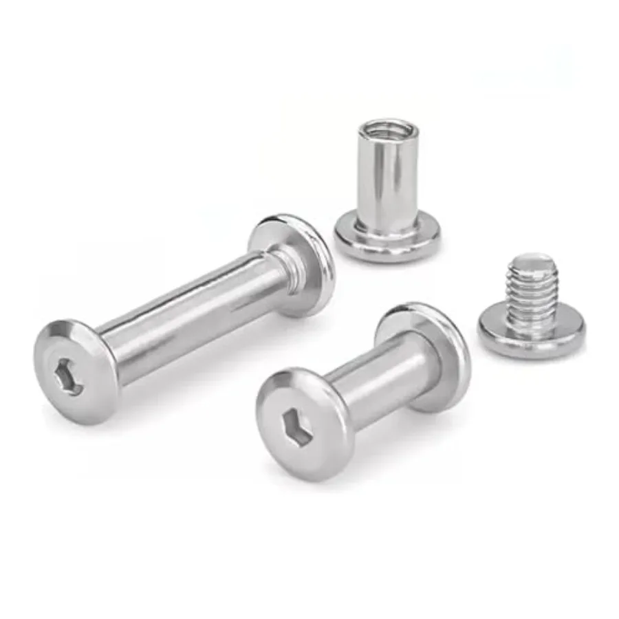 M6 D8mm-8mm 100Set 304 مسدس من الفولاذ المقاوم للصدأ المقبس المسمار قفل جبيرة الجوز مزيج ألبوم بعقب حساب كتاب مسمار #4