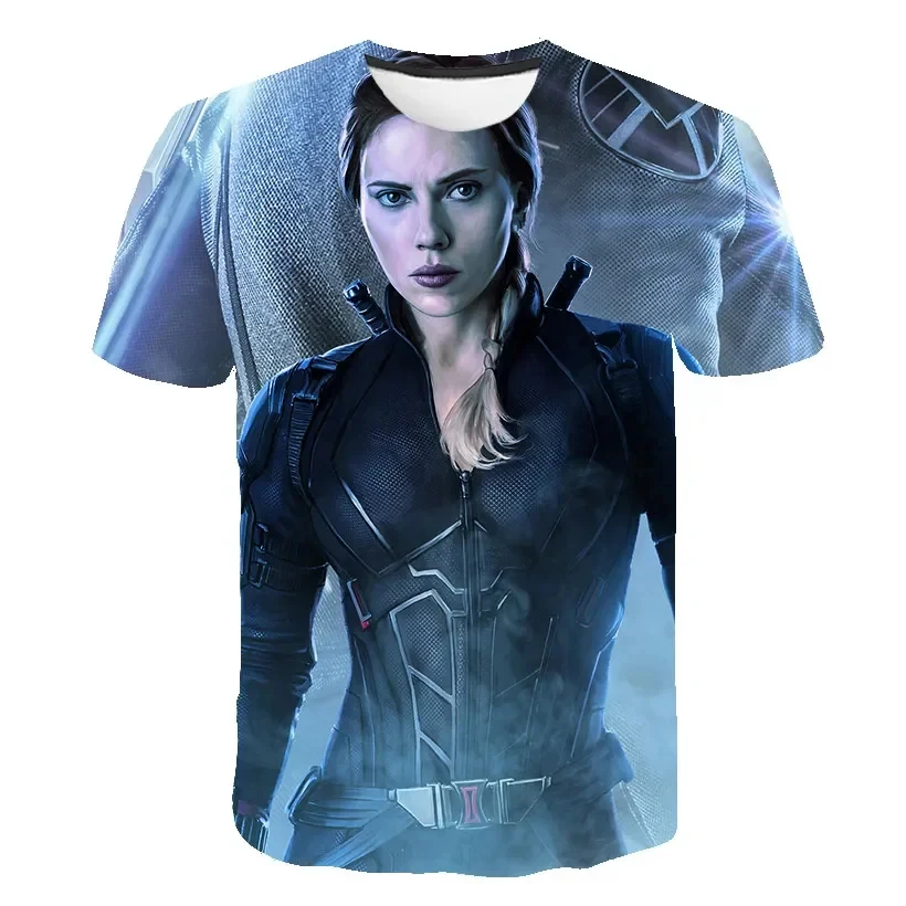 Black Widow Boy Girl T-shirts Avengers Men's T-shirts 3D Print Marvel Short Sleeve Captain America Men's T-shirts Iron Man Wear