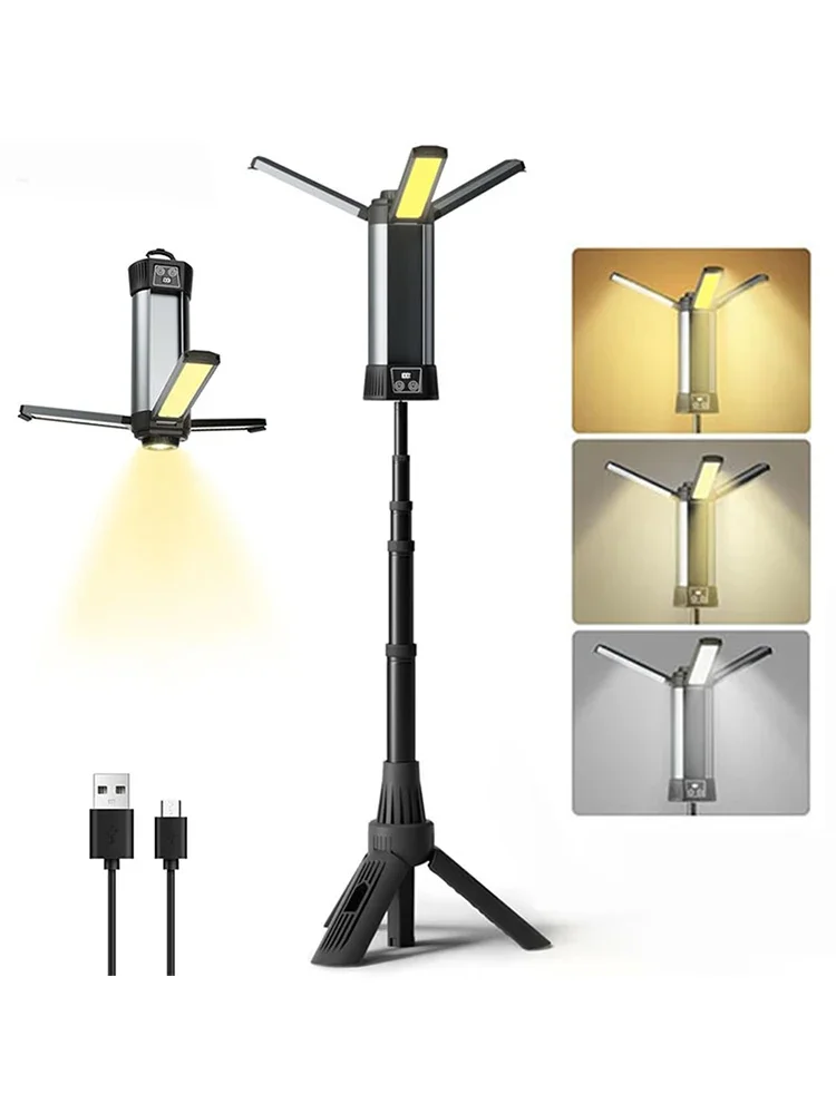 6000mAh LED Work Light with Stand Cordless Work Light with COB Dimmable Work Light Telescopic for Outdoor Camping