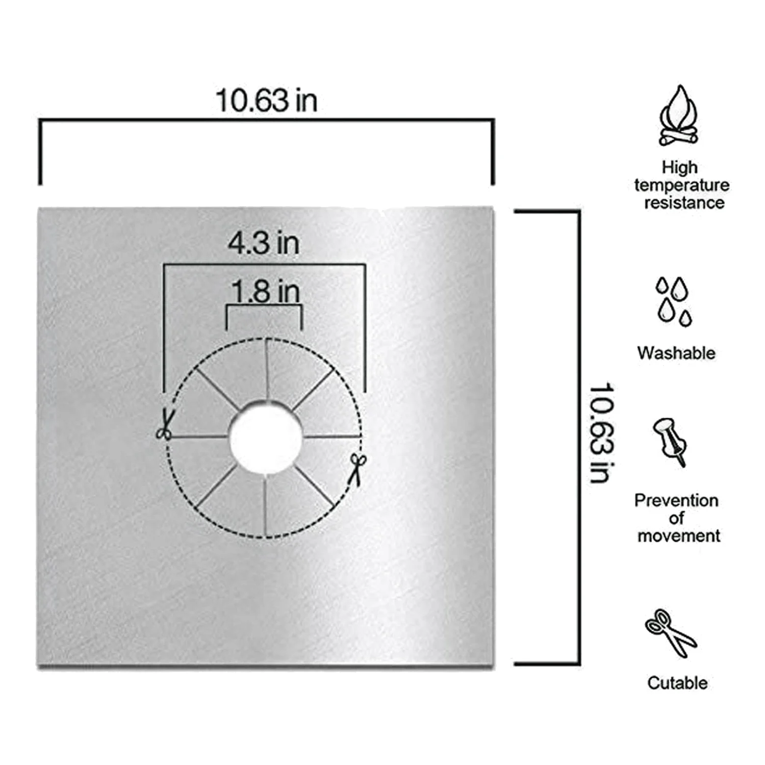 أغطية موقد الغاز 10 عبوات من أغطية موقد الغاز القابلة لإعادة الاستخدام غير لاصقة