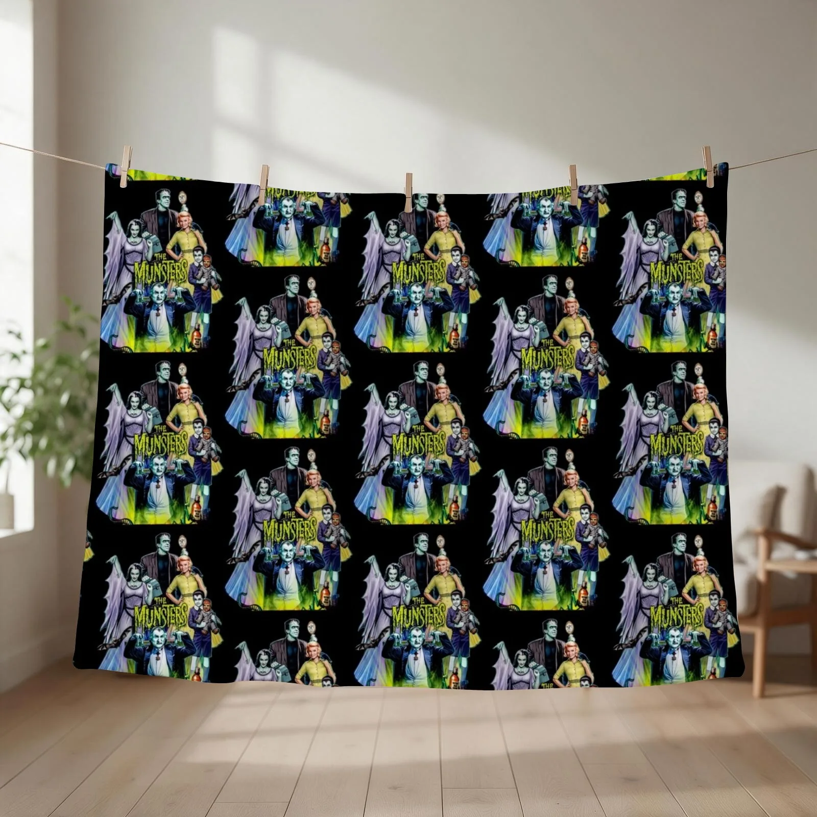 THE MUNSTERS FAMILY PORTRAIT Classic T-Shirt Throw Blanket couch cozy soft plush fuzzy picnic outdoor blanket